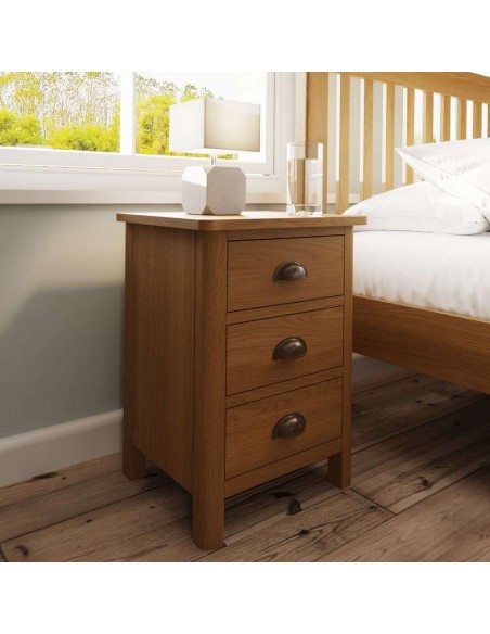 Lusso 3 Drawer Bedside Locker - Oak