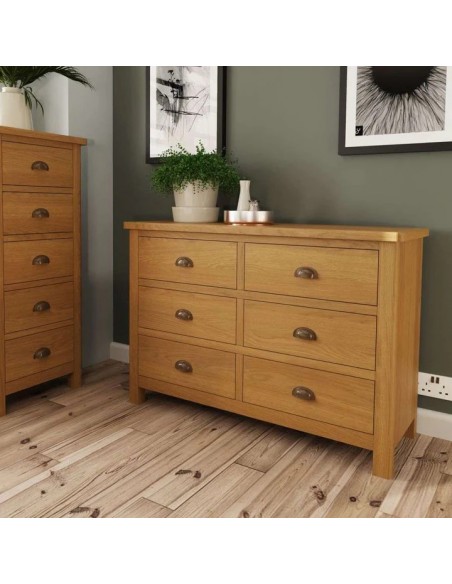 Lusso 6 Drawer Chest - Oak