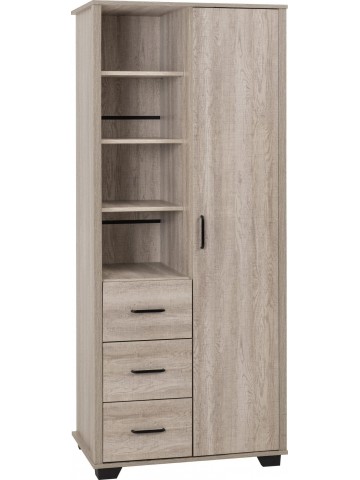 Oliver 1 Door Open Shelf Wardrobe - Light Oak