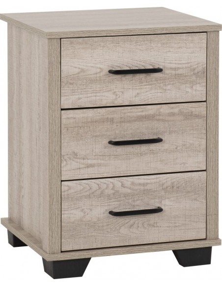 Oliver 3 Drawer Bedside Locker - Light Oak