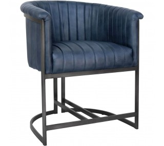 Leather & Iron Chair - Blue