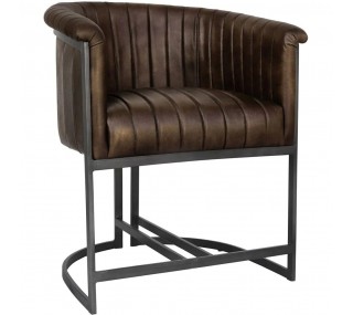 Leather & Iron Chair - Brown