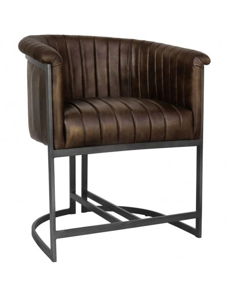 Leather & Iron Chair - Brown