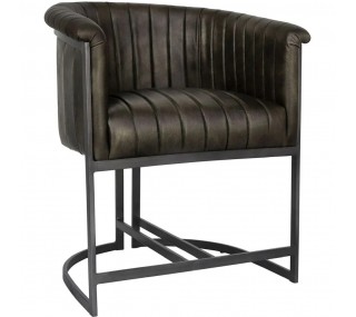 Leather & Iron Chair - Dark...