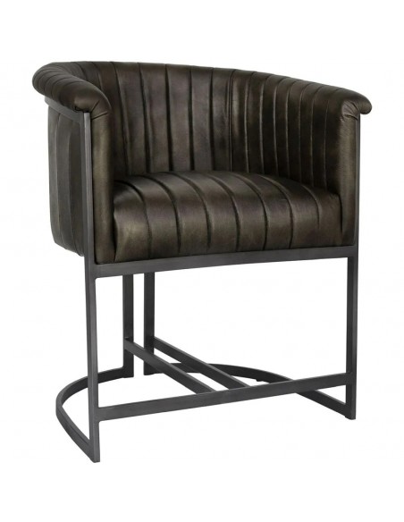 Leather & Iron Chair - Dark Grey