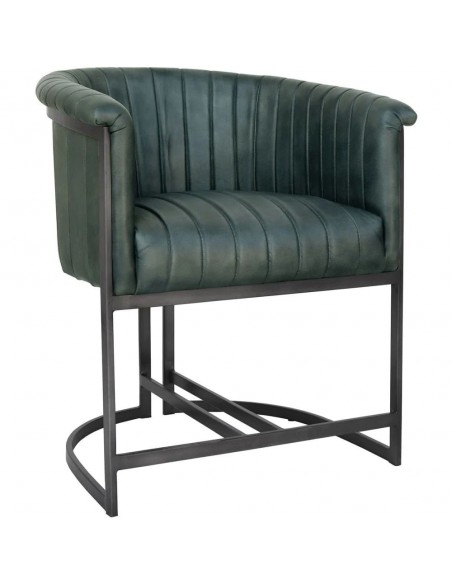 Leather & Iron Chair - Light Grey