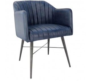 Leather & Iron Chair - Blue