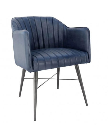 Leather & Iron Chair - Blue