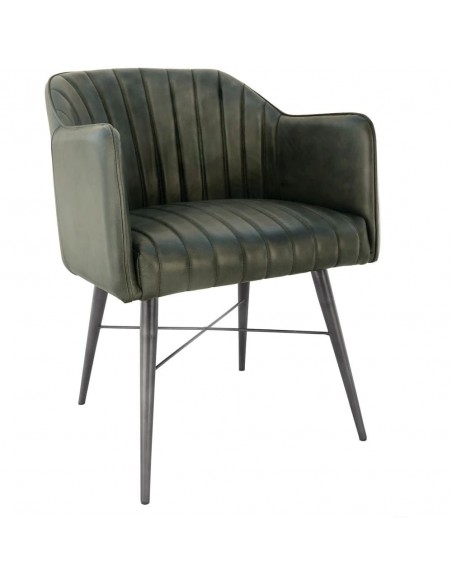 Leather & Iron Chair - Light Grey