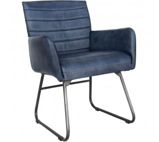 Leather & Iron Chair - Blue