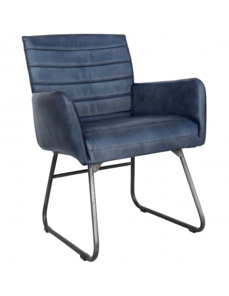 Leather & Iron Chair - Blue