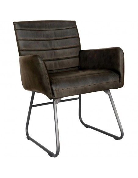 Leather & Iron Chair - Dark Grey