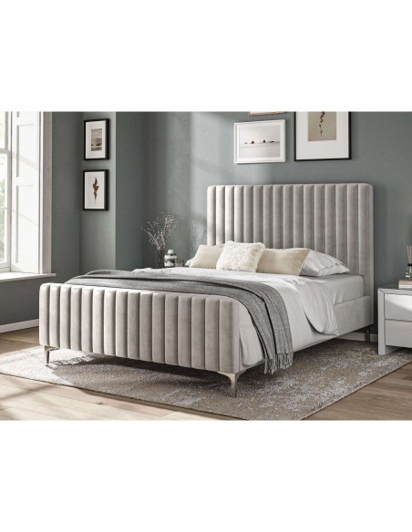 Marcelo 4ft6 Fabric Bed - Silvery Grey Velvet