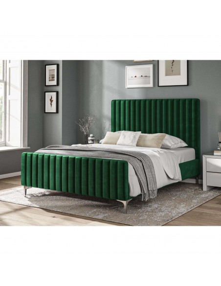 Marcelo 5ft Fabric Bed - Green Velvet