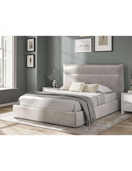 Harrison 5ft Ottoman Fabric Bed - Silvery Grey Velvet