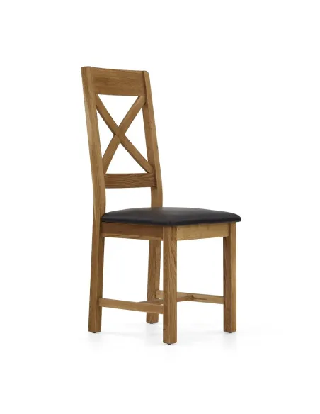 Astoria Cross Back Dining Chair With PU Seat - Warm Wax