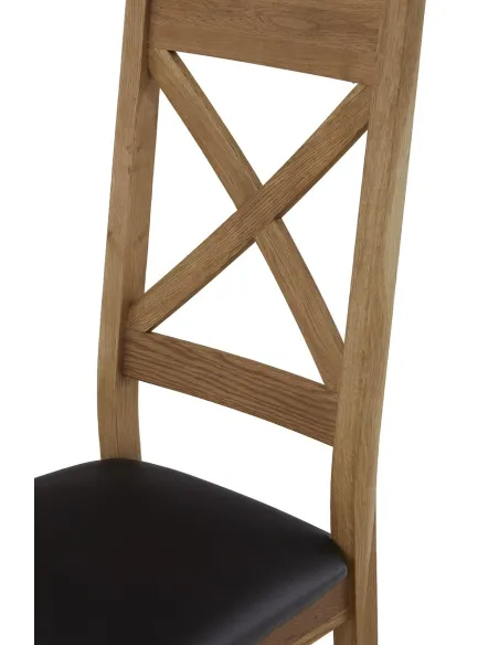 Astoria Cross Back Dining Chair With PU Seat - Warm Wax