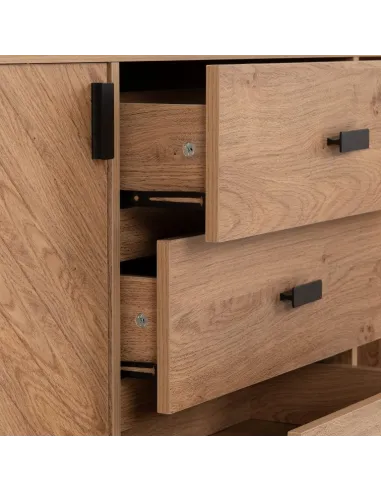 Leon 2 Door 3 Drawer Sideboard - Medium Oak Effect