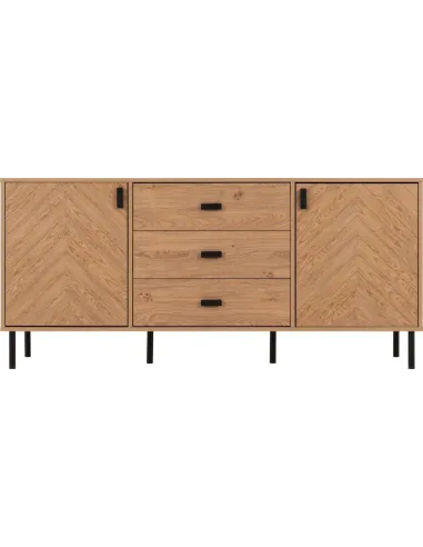 Leon 2 Door 3 Drawer Sideboard - Medium Oak Effect