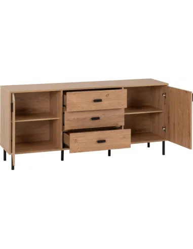 Leon 2 Door 3 Drawer Sideboard - Medium Oak Effect