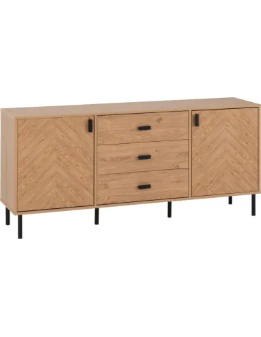Leon 2 Door 3 Drawer Sideboard - Medium Oak Effect