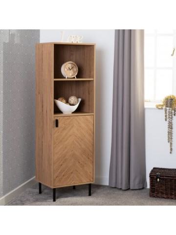 Leon 1 Door 2 Shelf Cabinet - Medium Oak Effect