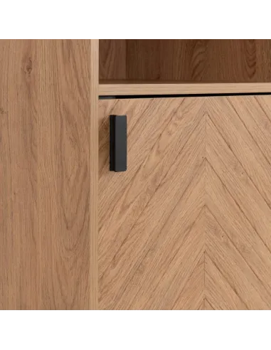 Leon 2 Drawer 2 Shelf Cabinet - Medium Oak Effect