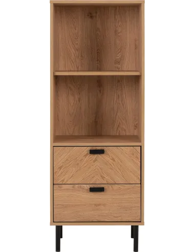Leon 2 Drawer 2 Shelf Cabinet - Medium Oak Effect