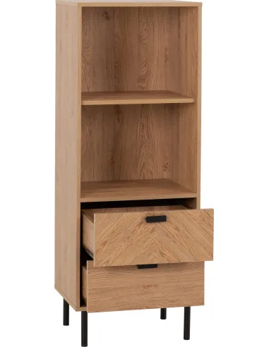 Leon 2 Drawer 2 Shelf Cabinet - Medium Oak Effect