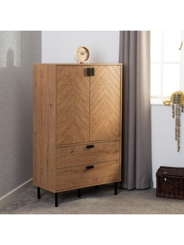 Leon 2 Door 2 Drawer Cabinet - Medium Oak Effect