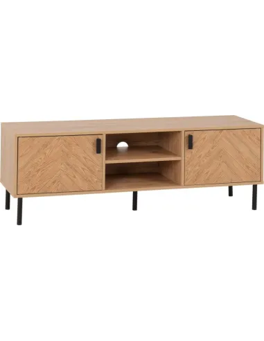 Leon 2 Door TV Unit - Medium Oak Effect