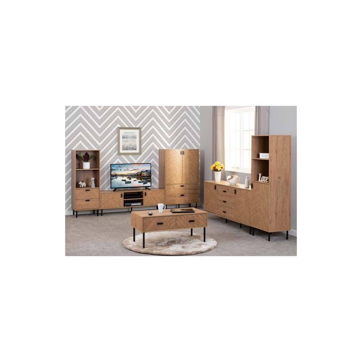 Leon 2 Drawer Coffee Table - Medium Oak Effect