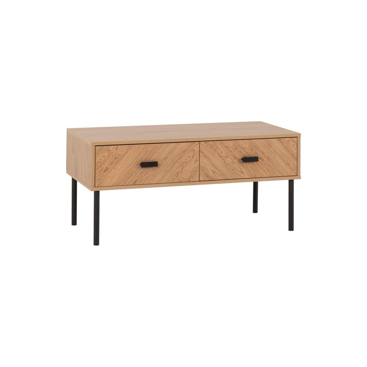 Leon 2 Drawer Coffee Table - Medium Oak Effect
