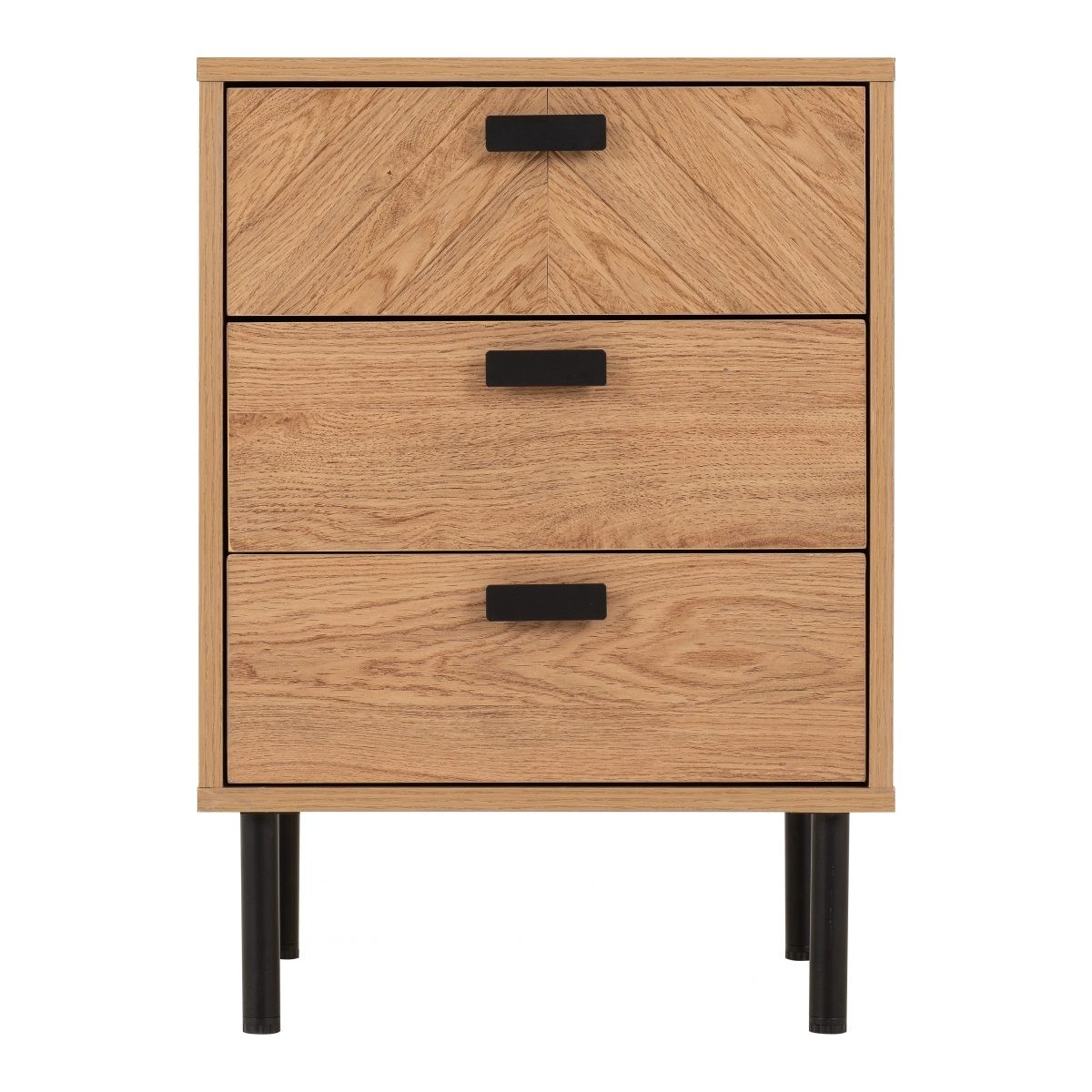 Leon 3 Drawer Bedside Locker - Medium Oak Effect