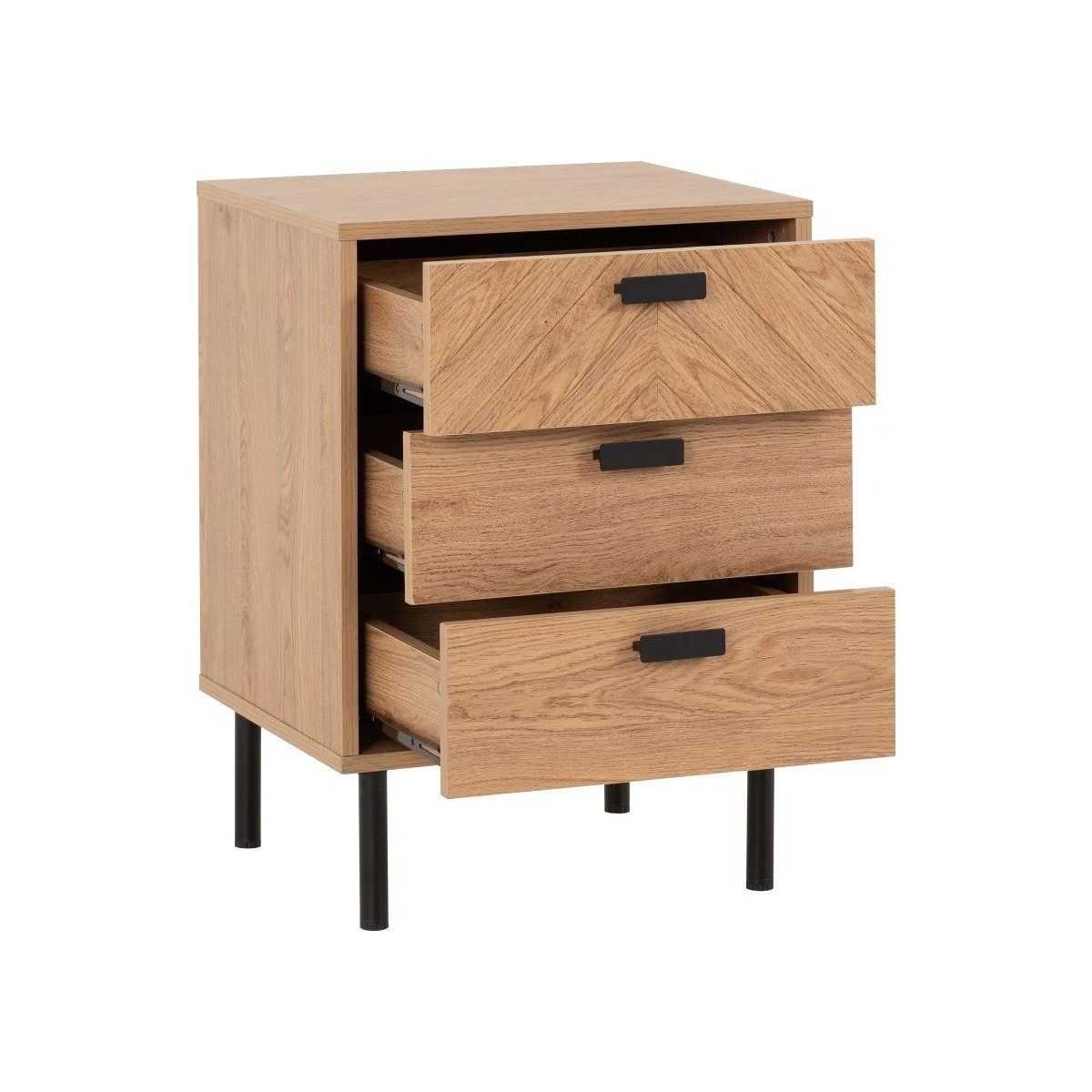 Leon 3 Drawer Bedside Locker - Medium Oak Effect