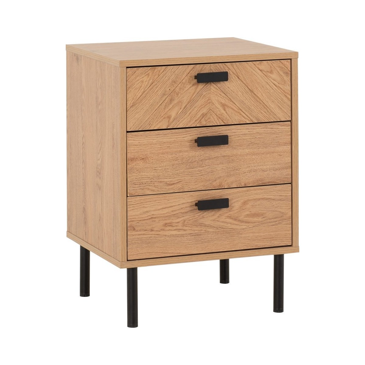 Leon 3 Drawer Bedside Locker - Medium Oak Effect