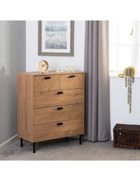 Leon 3+2 Drawer Chest - Medium Oak Effect