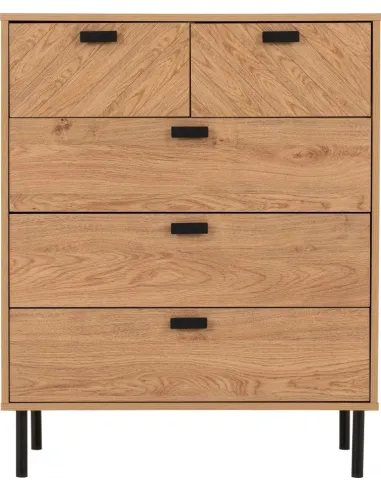 Leon 3+2 Drawer Chest - Medium Oak Effect