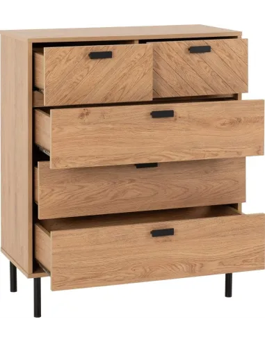 Leon 3+2 Drawer Chest - Medium Oak Effect