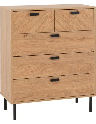 Leon 3+2 Drawer Chest - Medium Oak Effect