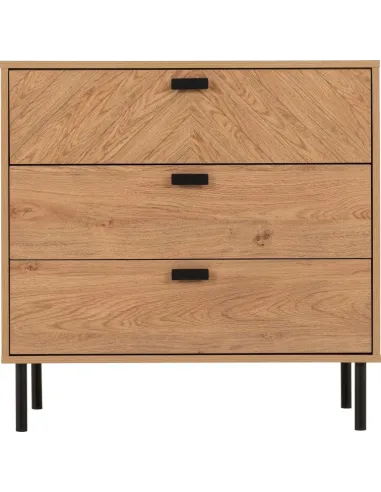 Leon 3 Drawer Chest - Medium Oak Effect