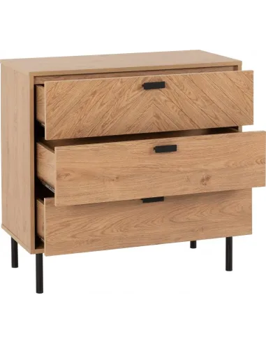 Leon 3 Drawer Chest - Medium Oak Effect