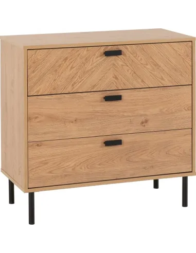 Leon 3 Drawer Chest - Medium Oak Effect