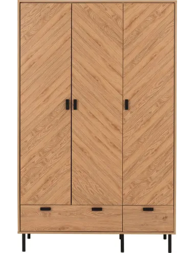Leon 3 Door 2 Drawer Wardrobe - Medium Oak Effect