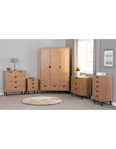 Leon 3 Door 2 Drawer Wardrobe - Medium Oak Effect