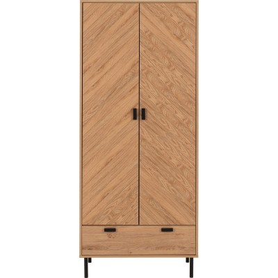 Leon 2 Door 1 Drawer Wardrobe - Medium Oak Effect