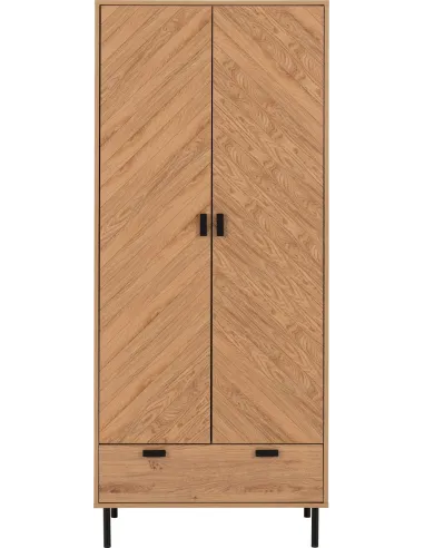 Leon 2 Door 1 Drawer Wardrobe - Medium Oak Effect