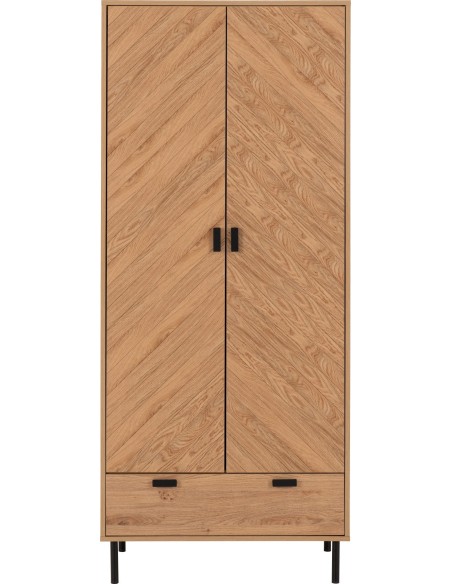 Leon 2 Door 1 Drawer Wardrobe - Medium Oak Effect