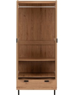 Leon 2 Door 1 Drawer Wardrobe - Medium Oak Effect 2