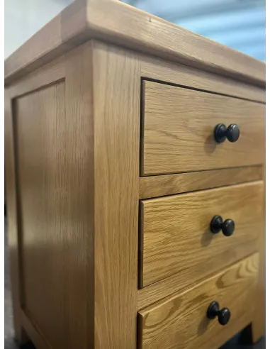 Lancaster 3 Drawer Bedside Locker - Solid Oak